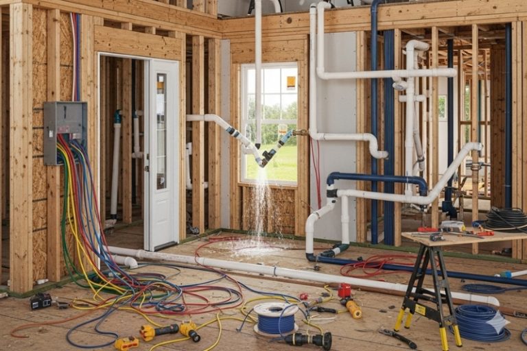 Hệ thống điện nước thi công cẩu thả, không đúng kỹ thuật, một sai lầm phổ biến khi chọn sai nhà thầu thi công.